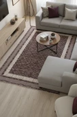 Kilim Savan Çift Taraflı Modern Yıkanabilir Pamuklu Dokuma 1.Kalite 2x3 Metre Çizgili Bordo - 2