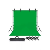 Green Screen Greenbox Yeşil Fon Perde 2x3m Fon Standı 4 Mandal - 1