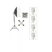 4 Duylu Softbox ,2m Işık Ayağı , 4x20 Wat Led Lamba (7200 Lümen), sabit ışık,sürekli ışık - 1