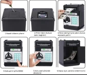 Elektronik Şifreli Kasa Otomatik Kağıt Para Alan ATM Kumbara - 3