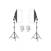 Ikili Softbox Seti 50x70cm Lambalı Toplam 9000 Lümen - 1