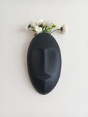 Dekoratif Maske Duvar Vazosu, Duvar Dekoru ,Heykel Duvar Süsü,Siyah thumbnail 3