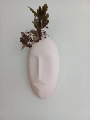 Dekoratif Maske Duvar Vazosu, Duvar Dekoru ,Heykel Duvar Süsü, Bej thumbnail 2