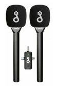 Çift Mikrofonlu Profosyonel Kablosuz Yüksek Kaliteli Ses Kaydı Röportaj Mikrofonu thumbnail 3