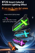Bt26 Motosiklet Kask Kulaklık Bluetooth Rgb Işıklı 2 Eşleşme Özellikli 1000 Mah Intercom thumbnail 3