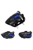 Y5x Rgb Işıklı Intercom 5 Kişi Bağlantılı 1000mah Motosiklet Bluetooth Kulaklık Seti thumbnail 1
