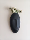 Dekoratif Maske Duvar Vazosu, Duvar Dekoru ,Heykel Duvar Süsü,Siyah thumbnail 1