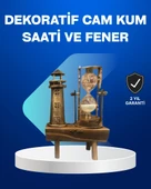 Deniz Feneri Tasarımlı Ahşap Kum Saati – Retro Masa Aksesuarı - 1