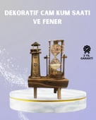 Ahşap Kum Saati ve Deniz Feneri Figürü Bir Arada – Ev & Ofis Dekorasyonu - 1