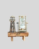Deniz Feneri Tasarımlı Ahşap Kum Saati – Retro Masa Aksesuarı - 3