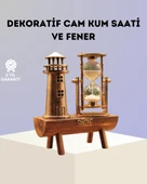 Dekoratif Ahşap Kum Saati ve Deniz Feneri Figürlü Masa Süsü – Şık ve Fonksiyonel Tasarım - 1