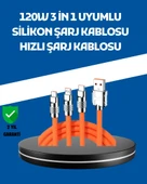 120W Şarj Destekli 3’ü 1 Arada Çoklu Şarj Kablosu – 1.2 Metre - 1
