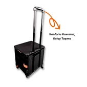 4 Tekerlekli, 55 Litre Siyah Katlanır Alışveriş Arabası - 4