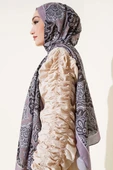 Çiçekli Motifli Soft Şal Vizon thumbnail 3