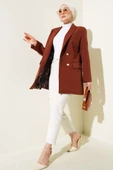 Astarı Leoparlı Kruvaze Ceket Kahve thumbnail 2