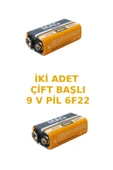 YolTech 2 ADET GÜÇLÜ ÇİFT BAŞLI PİL 9 VOLT 6F22 thumbnail 1