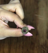 Doğal Taş Ametist Yuvarlak Doğal Taşlı Antik Model Kadın Ayarlanabillir Yüzük euy70amt thumbnail 3