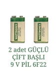 YolTech 2 ADET GÜÇLÜ ÇİFT BAŞLI PİL 9 VOLT 6F22 thumbnail 2