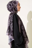 Labirent Desen Soft Şal Siyah Vizon thumbnail 3
