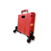 6 Tekerlekli, 55 Litre Kırmızı Katlanır Alışveriş Arabası - 3