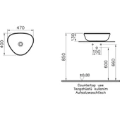 VitrA Plural 7812B450-0016 Üçgen Alçak Çanak Lavabo VitrA Clean 47 cm Mat Vizon - 2