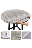 SUNUP Sn-24899 Pvc Şeffaf Yuvarlak Masa Örtüsü Su Geçirmez Alez Etkinlik Örtüsü 10 Adet 120cm - 1