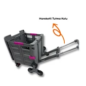 Piknik Masalı, 8 Tekerlekli, 55 Litre Gri Katlanır Alışveriş Arabası - Merdiven Çıkan - 2