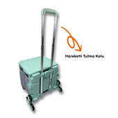 8 Tekerlekli Yeşil, 38L Orta Boy Hareketli Alüminyum Tutacaklı Alışveriş Arabası - 4