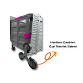 Piknik Masalı, 8 Tekerlekli, 55 Litre Gri Katlanır Alışveriş Arabası - Merdiven Çıkan - 3