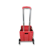 6 Tekerlekli, 55 Litre Kırmızı Katlanır Alışveriş Arabası - 4