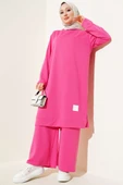 Armalı Bol Paça İkili Takım Fuşya thumbnail 1