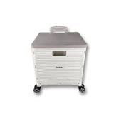 4 Tekerlekli, 55 Litre Beyaz ve Kahverengi Katlanır Alışveriş Arabası - Hareketli Tutacaklı - 3