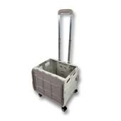 4 Tekerlekli Gri, 38L Orta Boy, Hareketli Alüminuyum Tutacaklı Alışveriş Arabası - 1