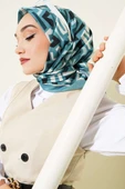 Karışık Desenli Eşarp Mint thumbnail 1