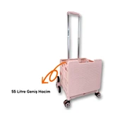 Piknik Masalı, 8 Tekerlekli, 55 Litre Pembe Katlanır Alışveriş Arabası - Merdiven Çıkan - 4