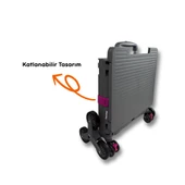 Piknik Masalı, 8 Tekerlekli, 55 Litre Gri Katlanır Alışveriş Arabası - Merdiven Çıkan - 4