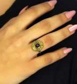 Doğal Taş Ametist Yuvarlak Doğal Taşlı Antik Model Kadın Ayarlanabillir Yüzük euy70amt thumbnail 2