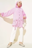 Kapüşonlu Cep Taşlı Kap Pembe thumbnail 2