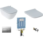 VitrA Geberit Smyle Square Rimfree ALPHA15 Soft Asma Klozet Seti Mat Krom - 1