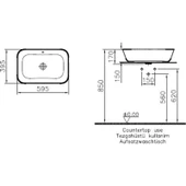 VitrA Geo 7425B003-0012 Dikdörtgen Çanak Lavabo, 60 cm, Beyaz - 2
