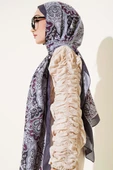 Çiçekli Motifli Soft Şal Füme thumbnail 3