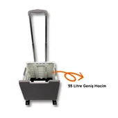 Piknik Masalı, 8 Tekerlekli, 55 Litre Beyaz ve Kahverengi Katlanır Alışveriş Arabası - 4