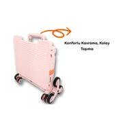 Piknik Masalı, 8 Tekerlekli, 55 Litre Pembe Katlanır Alışveriş Arabası - Merdiven Çıkan - 3