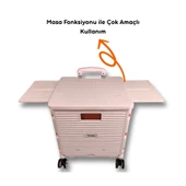 4 Tekerlekli, 55 Litre Pembe Katlanır Alışveriş Arabası - Hareketli Tutacaklı - 2