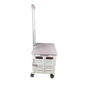 4 Tekerlekli, 55 Litre Beyaz ve Kahverengi Katlanır Alışveriş Arabası - Hareketli Tutacaklı - 2