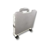 4 Tekerlekli, 55 Litre Beyaz ve Kahverengi Katlanır Alışveriş Arabası - Hareketli Tutacaklı - 4