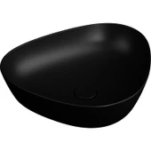 VitrA Plural 7812B483-0016 Üçgen Alçak Çanak Lavabo, VitrA Clean, 47 cm, Mat Siyah - 1