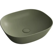 VitrA Plural 7810B475-0016 Kare Alçak Çanak Lavabo, VitrA Clean, 45 cm, Mat Yosun Yeşili - 1