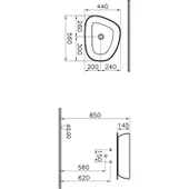 VitrA Outline 5991B450-0016 Asimetrik Lavabo, 56 Cm, Mat Vizon - 2