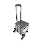 Piknik Masalı, 8 Tekerlekli, 55 Litre Beyaz ve Kahverengi Katlanır Alışveriş Arabası - 1